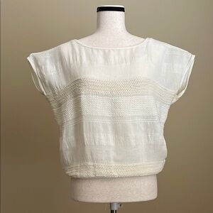 Bailey 44 - Semi-Sheer Woven Cap Sleeve Top in Cream - M